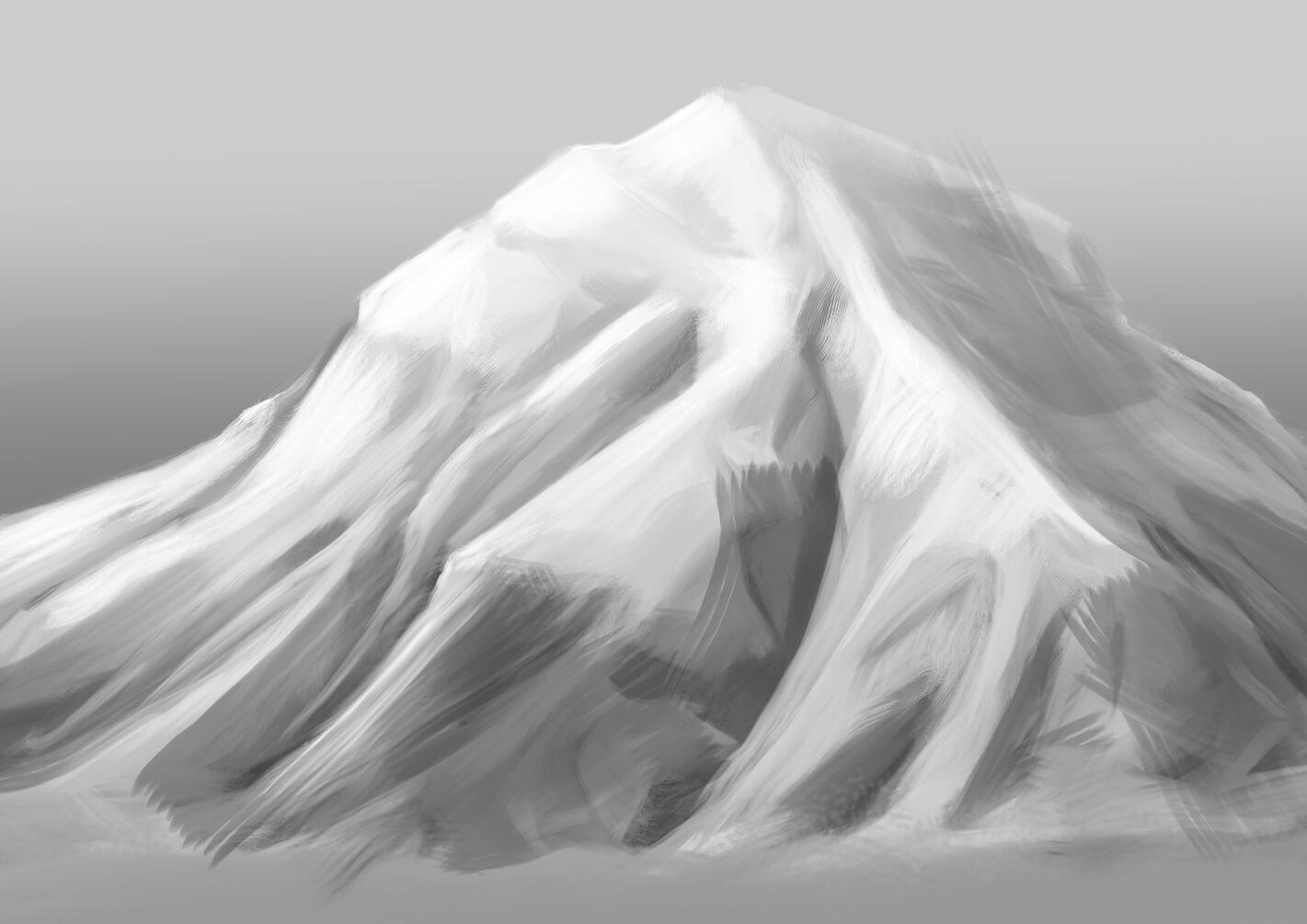 Greyscale Snowy Mountain Study